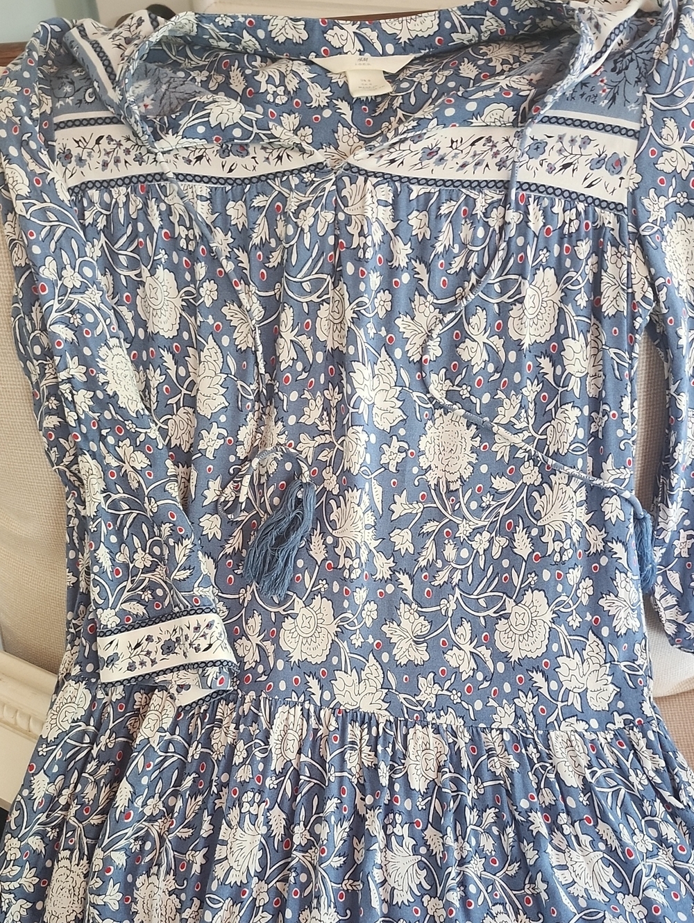 Boho Floral Peasant Dress From H & M Sz US 0. Pit To Pit, 15" Below Knee Length
